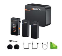 COMICA Vimo C3 Sistema de micrófono inalámbrico Lavalier con Estuche de Carga, transmisor Doble y 1 micrófono de Solapa Receptor para entrevistas, transmisión en Vivo y vlogging