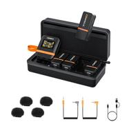 comica Vimo Q - Micrófono Lavalier inalámbrico de 4 canales con cancelación de ruido CalMix, salida USB-C, rango de 650 pies, micrófono inalámbrico para cámara, smartphone, grabación de video de PC,