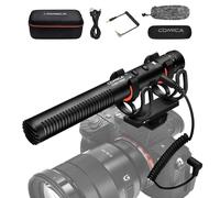 COMICA VM20 Micrófono de Escopeta para cámara con Rycote Shock Mount, Furry Deadcat, OLED Power Display, Micrófono supercardioide para Canon Nikon Sony DSLR Camera Smartphone-Micrófono Recargable