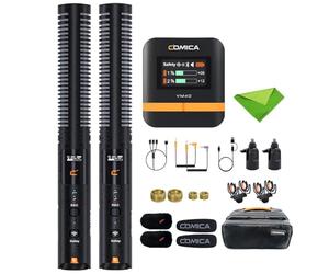 COMICA VM40 Combo Micrófono de Escopeta inalámbrica,2.4G Super Cardioid Polar Pattern,48kHz/32 bits Float Recording,Modos duales con Cable/inalámbricos,micrófono de grabación a Bordo de 32g