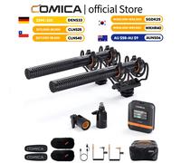 COMICA VM40 Micrófono inalámbrico tipo shotgun supercardioide de doble canal 2.4G, modos dual cableado e inalámbrico, para cámara/teléfono inteligente/PC VM40 COMBO