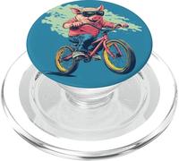 Comical Pig en una bicicleta para una aventura peculiar PopSockets PopGrip para MagSafe