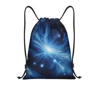Comida con impresión de zinc bolsas con cordón mochila bolsa deporte gimnasio bolsa cordón bolsa compras cadena bolsa, Galaxia azul, M