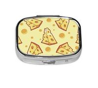 comida de queso, Pastillero cuadrado para bolsillo o monedero, pequeño contenedor de pastillas, organizador de pastillas de viaje