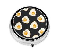 Comida Huevos Fritos Oscuro, Pastillero, Pastillero redondo Pequeño contenedor de pastillas Organizador de pastillas de viaje