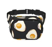 Comida Huevos Fritos Oscuros,Riñonera Cuadrada de Doble Capa, Bolso de Viaje, Bolso Informal para el Pecho.