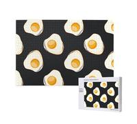 Comida Huevos Fritos Oscuros,Rompecabezas de Madera de 1000 Piezas para Adultos y Adolescentes.