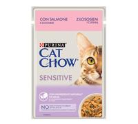 Comida húmeda para gatos Cat Chow Adult Sensitive con salmón y calabacín | Húmeda (bolsa) | 26 x 85 g