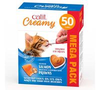 Catit Creamy Snack Cremoso para gatos – Salmón y camarones – 50 x 10 g