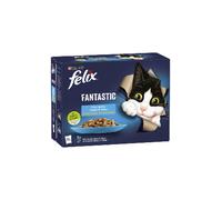 Comida húmeda para gatos Felix Fantastic con selección de pescado en gelatina (Multipack) | Húmeda (sobre) | Caja con 12 sobres de 85 g
