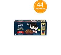 Comida húmeda para gatos Felix Tasty Shreds Farm Selection en salsa, paquete jumbo de 44 | Húmeda (bolsa) | 44 x 80 g