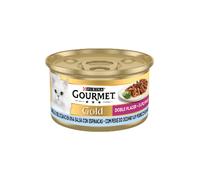 Comida húmeda para gatos Gourmet Gold Double Pleasure con pescado de mar y espinacas | Húmeda (lata) | 24 x 85 g
