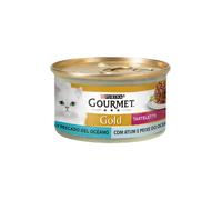 Comida húmeda para gatos Gourmet Gold Tartelette Duo con atún y pescado de mar | Húmeda (lata) | 24 x 85 g