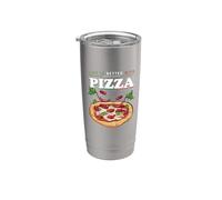 Comida Italiana Refranes divertidos Vida con Pizza Chef Vaso térmico de acero inoxidable de doble pared