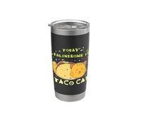 Comida Mexicana Foodie Cita Divertida Hoy Palíndromo Es Taco Cat Vaso térmico de acero inoxidable de doble pared