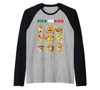 Comida Mexicana Taco Burrito Guacamole Cinco de Mayo Camiseta Manga Raglan