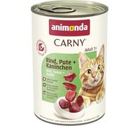Comida para gatos animonda Carny Adult, comida húmeda para gatos adultos, vacuno, pavo + conejo, 6 x 400 g
