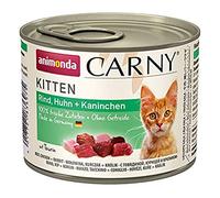 Comida para gatos animonda Carny Kitten, comida húmeda para gatos hasta 1 año, vacuno, pollo + conejo, 6 x 200 g