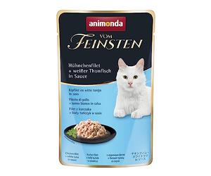 Comida para gatos animonda Vom Feinsten Adult, comida húmeda para gatos adultos en bolsitas, con filete de pollo + atún claro en salsa, 18 x 50 g
