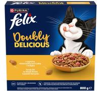 Comida para gatos Felix Doubly Delicious con una deliciosa mezcla de pollo y pavo 800 g