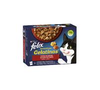 Comida para gatos Felix Sensations Gelatina Selección de Campo con Ternera, Pollo, Pato y Cordero | Húmeda (Bolsa) | Caja con 12 sobres de 85 g