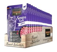 LEONARDO Comida para gatos Senior de ternera pura, 16 bolsas de 85 g, con calabaza y aceite de salmón, para gatos adultos, sin cereales, sin azúcar, fabricado en Alemania