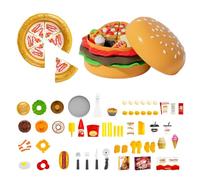 Comida para Juguetes - Comida para Juguetes De Cocina | Juego De Hamburguesas Sensoriales Grande De ABS - 62 Piezas Accesorios De Juego De Papel Para Casa, Escuela, Sala De Juegos Pr