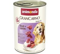 Comida para perros animonda GranCarno Senior, comida húmeda para perros mayores de 7 años, vacuno + cordero, 6 x 400 g