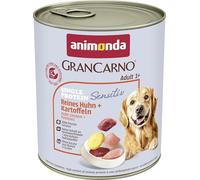 Comida para perros animonda GranCarno Sensitiv Adult, comida húmeda para perros adultos, carne pura de pollo + patatas, 6 x 800 g