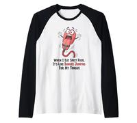 Comida Picante desgastada Bungee Saltar Lengua Divertido Mordaza Camiseta Manga Raglan