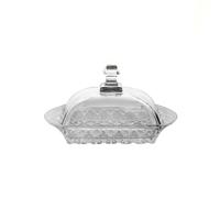 Comidas diarias Mantequera cuadrada de cristal transparente con tapa for utensilios cocina y hogar, color blanco