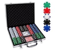 Comie Fichas de póquer, Juego de fichas de póquer de 500 Piezas con Estuche de Viaje de Aluminio,Juego de póquer de 11,5 Gramos para Juegos de Blackjack Texas Holdem