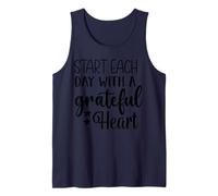 Comience Cada día con una motivación de inspiración de corazón Agradecido Camiseta sin Mangas