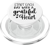 Comience Cada día con una motivación de inspiración de corazón Agradecido PopSockets PopGrip para MagSafe