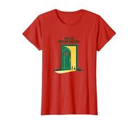 Comience con Hello Green: Abre Puertas Arte Inspirador Camiseta, Mujer, Rojo, 3XL