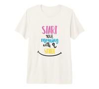 Comience su mañana con una Sonrisa Mentalidad Positiva Buen día Camiseta Premium