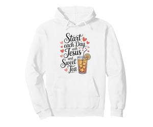 Comienza Cada día con Jesús y té Dulce, Amante del té Cristiano Sudadera con Capucha
