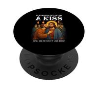 Comienza con un Beso Judas Jesús Parodia Fe Religiosa PopSockets PopGrip Adhesivo