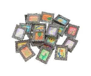 Comimark 20 dijes de resina para manualidades, accesorios de joyería, pintura al óleo retro, colores al azar, mini marco de fotos para bricolaje, funda de teléfono, cabeza, cuerda, taza de agua,