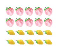 Comimark 20 unids encantador tridimensional limón + miel melocotón colgante único material DIY accesorios personalidad moda creativa fruta colgante, Resina, No es una piedra preciosa