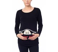 Coming Soon - Ropa premamá Divertida y Adorable, Camiseta con Estampado, Regalo Durante el Embarazo - Manga Larga (Negro, Large)