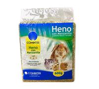 Cominter Animal Health Heno con Manzanilla Natural Timothy para Conejos, EOS, Hamsters, Cobayas y Roedores 600 g, Comida para Conejos con Fibra para el Desgaste Dental del Roedor