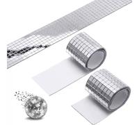 Comioke Azulejos de Espejo, Azulejos de Espejo Cuadrados, 2 Rollo/3200 Piezas Cuadrados Pegatinas de Mosaico, Mosaico de Cristal for DIY Manualidades Decoración (5 x 5mm - Plateado)