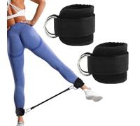 Comioke Tobilleras Poleas Gym, Tobillera para Polea, 2 Piezas Tobillera para Cable Máquina, Correas Tobillo Gimnasio con Doble Anilla en D Correa, para Glúteos y Fitness (Negro)
