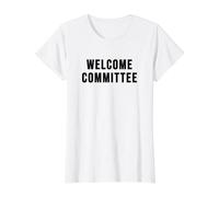 Comité de Bienvenida Camiseta gráfica económica, Mujer, Blanco, M
