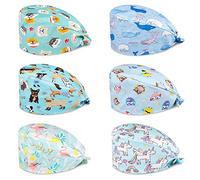 Comius Sharp 6 Piezas Gorro de Trabajo, Algodón Ajustable Gorro de Belleza, Unisex Gorro Turbante con Banda de Sudor, Gorro Quirofano para Hombres y Mujeres (B)