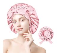 Comius Sharp Gorro de Dormir de Seda, 22 Momme 100% Gorro de Dormir de Seda de Morera para el Cuidado del Cabello de Las Mujeres, Envoltura de Cabello más Grande (Rosa)