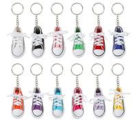 Comius Sharp Llavero Zapatilla de Deporte, 12 Pcs Mini Llaveros Estilo Tipo Converse, Llaveros de Lona para Comuniones y Cumpleaños Infantiles, Juveniles y Niños