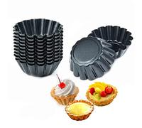 Comius Sharp Molde de Tarta de Huevo, 12 Piezas Moldes Mini Tartaletas Acero Carbono, Hornear Reutilizables y Antiadherentes, Molde para Galletas, Molde para Pudin, DIY Herramienta Cocina (6,5cm)