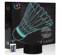Comiwe Bádminton Luz de Noche de Ilusión 3D Juguete,Control Táctil y Remoto de 16 Colores,Lámpara de Mesa de Noche LED Para Decoración del Hogar,Regalo Para Niñas,Niños,Adultos,Amigos y Familia